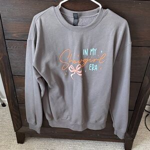 Gildan Gray Sweatshirt with Pink and Orange Design